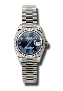 Rolex Lady-Datejust 26 Black Dial 18K White Gold President Automatic Ladies Watch 179179blrp