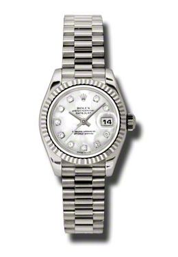 Rolex Lady-Datejust 26 Mother Of Pearl Dial 18K White Gold President Automatic Ladies Watch 179179mdp