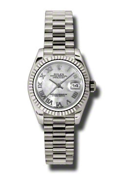Rolex Lady-Datejust 26 Mother Of Pearl Dial 18K White Gold President Automatic Ladies Watch 179179mrp