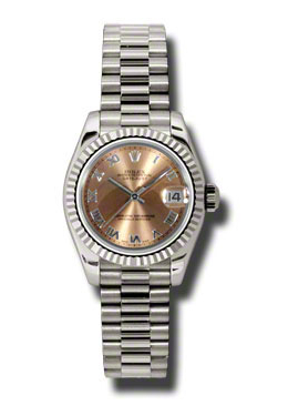 Rolex Lady-Datejust 26 Pink Dial 18K White Gold President Automatic Ladies Watch 179179prp
