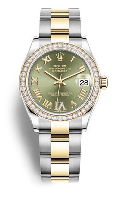 Rolex Datejust 31 Green Diamond Dial Ladies Steel and 18kt Yellow Gold Oyster Watch 278383gnrdo