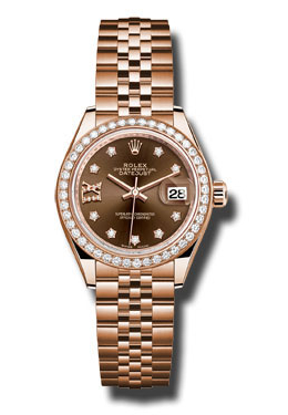 Rolex Lady Datejust Chocolate Diamond Dial 18K Everose Gold Automatic Watch 279135chdj