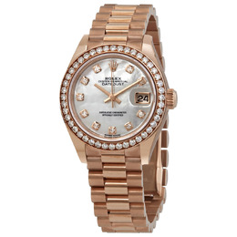 Rolex Lady-Datejust Mother of Pearl Diamond Dial Automatic Ladies 18kt Everose Gold President Watch 279135mdp