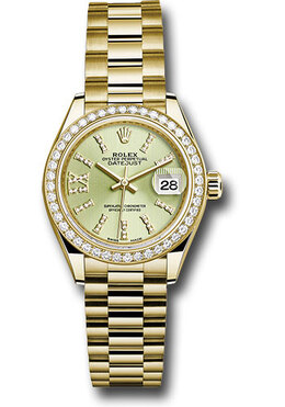 Rolex Lady Datejust Linden Green Stripe Dial 18 Carat Yellow Gold President Watch 279138lgnsrdp