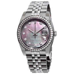 Rolex Oyster Perpetual Datejust 36 Black Mother of Pearl Dial Stainless Steel Jubilee Bracelet Automatic Mens Watch 116244bmdj