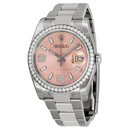Rolex Oyster Perpetual Datejust 36 Pink Wave Dial Stainless Steel Bracelet Automatic Ladies Watch 116244pwsdao