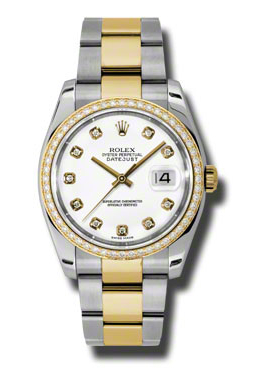 Rolex Oyster Perpetual Datejust 36 White Dial Stainless Steel and 18K Yellow Gold Bracelet Automatic Ladies Watch 116243wdo