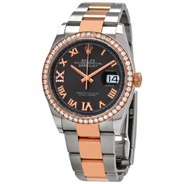Rolex Datejust 36 Dark Rhodium Diamond Dial Automatic Mens Steel and 18k Everose Gold Oyster Watch 126281drrdo