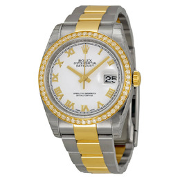 Rolex Oyster Perpetual Datejust 36 White Dial Stainless Steel and 18K Yellow Gold Bracelet Automatic Ladies Watch 116243wro