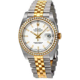 Rolex Oyster Perpetual Datejust 36 White Dial Stainless Steel and 18K Yellow Gold Jubilee Bracelet Automatic Ladies Watch 116243wsj