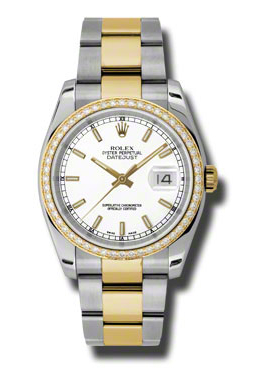 Rolex Oyster Perpetual Datejust 36 White Dial Stainless Steel and 18K Yellow Gold Bracelet Automatic Ladies Watch 116243wso