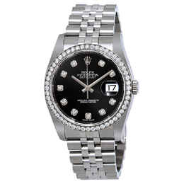 Rolex Oyster Perpetual Datejust 36 Black Dial Stainless Steel Jubilee Bracelet Automatic Ladies Watch 116244bkdj