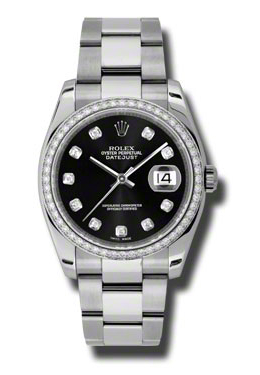 Rolex Oyster Perpetual Datejust 36 Black Dial Stainless Steel Bracelet Automatic Ladies Watch 116244bkdo