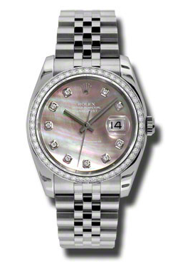 Rolex Oyster Perpetual Datejust 36 Black Mother of Pearl Dial Stainless Steel Jubilee Bracelet Automatic Ladies Watch 116244bkmdj