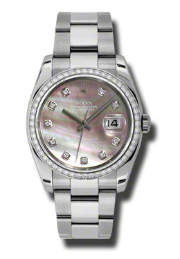 Rolex Oyster Perpetual Datejust 36 Black Mother of Pearl Dial Stainless Steel Bracelet Automatic Ladies Watch 116244bkmdo