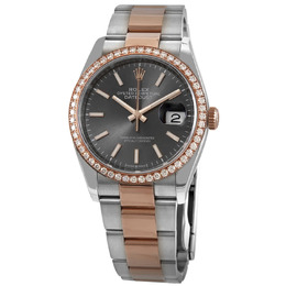 Rolex Datejust 36 Dark Rhodium Dial Mens Steel and 18k Everose Gold Oyster Watch 126281rso