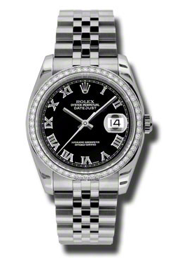 Rolex Oyster Perpetual Datejust 36 Black Dial Stainless Steel Jubilee Bracelet Automatic Ladies Watch 116244bkrj