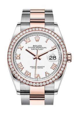 Rolex Datejust 36 White Dial Automatic Mens Steel and 18k Everose Gold Watch 126281wro