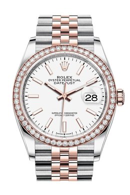 Rolex Datejust 36 White Dial Automatic Mens Steel and 18k Everose Gold Jubilee Watch 126281wsj