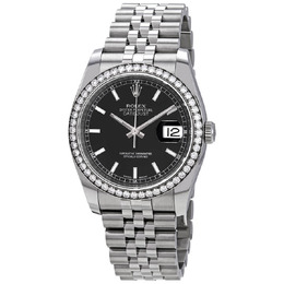 Rolex Oyster Perpetual Datejust 36 Black Dial Stainless Steel Jubilee Bracelet Automatic Mens Watch 116244bksj