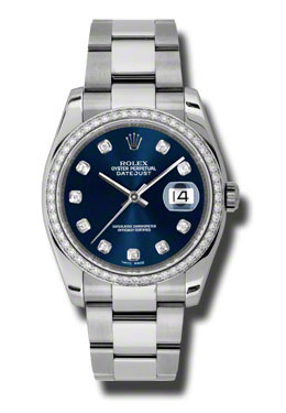 Rolex Oyster Perpetual Datejust 36 Blue Dial Stainless Steel Bracelet Automatic Ladies Watch 116244bldo