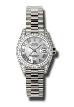 Rolex Lady-Datejust 26 Mother Of Pearl Dial 18K White Gold President Automatic Ladies Watch 179159mrp