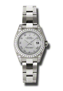 Rolex Lady Datejust 26 Silver Dial 18K White Gold Oyster Bracelet Automatic Watch 179159sro