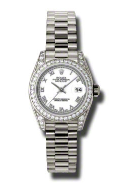 Rolex Lady-Datejust 26 White Dial 18K White Gold President Automatic Ladies Watch 179159wrp