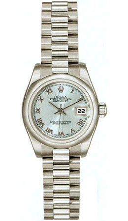 Rolex Lady-Datejust 26 Blue Dial Platinum President Automatic Ladies Watch 179166BLRP 179166-blr