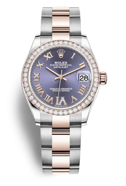 Rolex Datejust Aubergine Dial Automatic Ladies Steel and Everose Gold Oyster Watch 278381aurdo