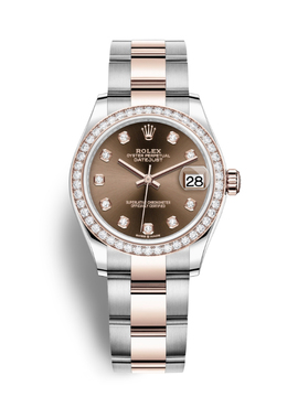 Rolex Datejust Chocolate Dial Automatic Ladies Steel and Everose Gold Oyster Watch 278381CHDO m278381rbr-0028