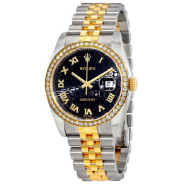Rolex Oyster Perpetual Datejust 36 Black Dial Stainless Steel and 18K Yellow Gold Jubilee Bracelet Automatic Mens Watch 116243bkjrj