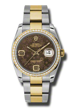 Rolex Oyster Perpetual Datejust 36 Brown Dial Stainless Steel and 18K Yellow Gold Bracelet Automatic Ladies Watch 116243brfao