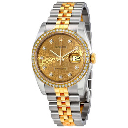 Rolex Oyster Perpetual Datejust 36 Champagne Dial Stainless Steel and 18K Yellow Gold Jubilee Bracelet Automatic 36 mm Watch 116243cjdj