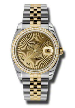 Rolex Oyster Perpetual Datejust 36 Champagne Dial Stainless Steel and 18K Yellow Gold Jubilee Bracelet Automatic Ladies Watch 116243csbrj