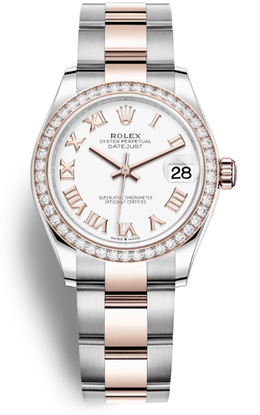 Rolex Datejust White Dial Automatic Ladies Steel and Everose Gold Oyster Watch 278381wro