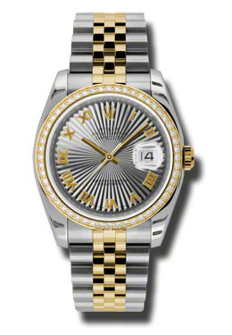 Rolex Oyster Perpetual Datejust 36 Grey Dial Stainless Steel and 18K Yellow Gold Jubilee Bracelet Automatic Ladies Watch 116243gsbrj