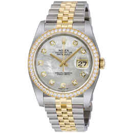 Rolex Datejust 36 Mother of Pearl Dial Stainless Steel and 18K Yellow Gold Jubilee Bracelet Automatic Ladies Watch 116243mdj