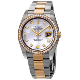 Rolex Oyster Perpetual Datejust 36 Mother of Pearl Dial Stainless Steel and 18K Yellow Gold Bracelet Automatic Ladies Watch 116243mdo