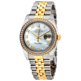 Rolex Oyster Perpetual Datejust 36 Mother of Pearl Dial Stainless Steel and 18K Yellow Gold Jubilee Bracelet Automatic Ladies Watch 116243mrj