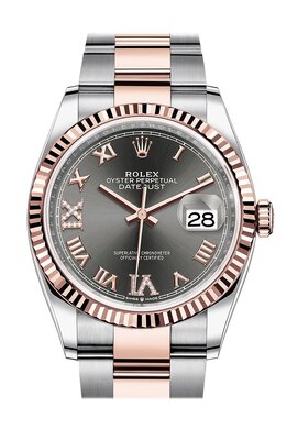 Rolex Datejust 36 Dark Rhodium Diamond Dial Mens Steel and 18kt Everose Gold Oyster Watch 126231drrdo