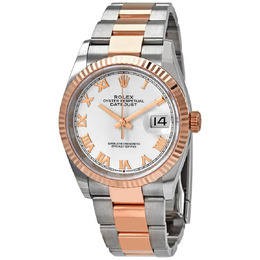 Rolex Datejust 36 Automatic White Dial Mens Steel and 18kt Everose Gold Oyster Mens Watch 126231wro