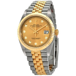 Rolex Datejust 36 Champagne Diamond Dial Mens Steel and 18kt Yellow Gold Jubilee Watch 126233cdj