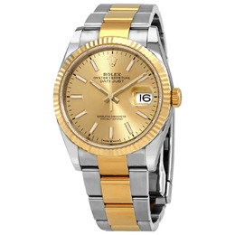 Rolex Datejust 36 Champagne Dial Mens Stainless Steel and 18kt Yellow Gold Oyster Watch 126233cso