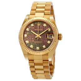 Rolex Datejust 31 Black Mother of Pearl Jubilee Diamond Dial Ladies President Watch 178278bkmjdp