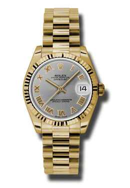 Rolex Lady-Datejust 31 Gray Dial 18K Yellow Gold President Automatic Ladies Watch 178278grp