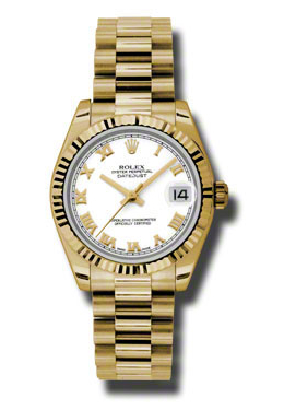 Rolex Lady-Datejust 31 White Dial 18K Yellow Gold President Automatic Ladies Watch 178278wrp