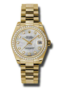 Rolex Lady-Datejust 31 Mother Of Pearl Dial 18K Yellow Gold President Automatic Ladies Watch 178288mdp