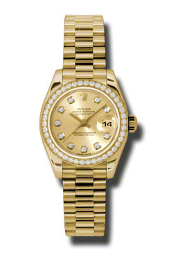 Rolex Lady-Datejust 26 Champagne Dial 18K Yellow Gold President Automatic Ladies Watch 179138cdp