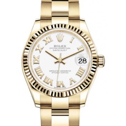 Rolex Datejust 31 White Dial Ladies 18kt Yellow Gold Oyster Watch 278278wro